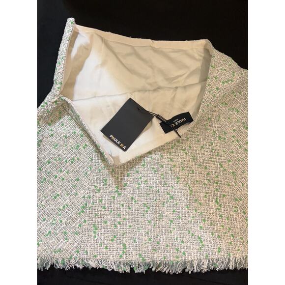 PAULE KA Paris Off White & Green with Fringe  Skirt ~  M ~ "sample" ~   NEW - Picture 9 of 11